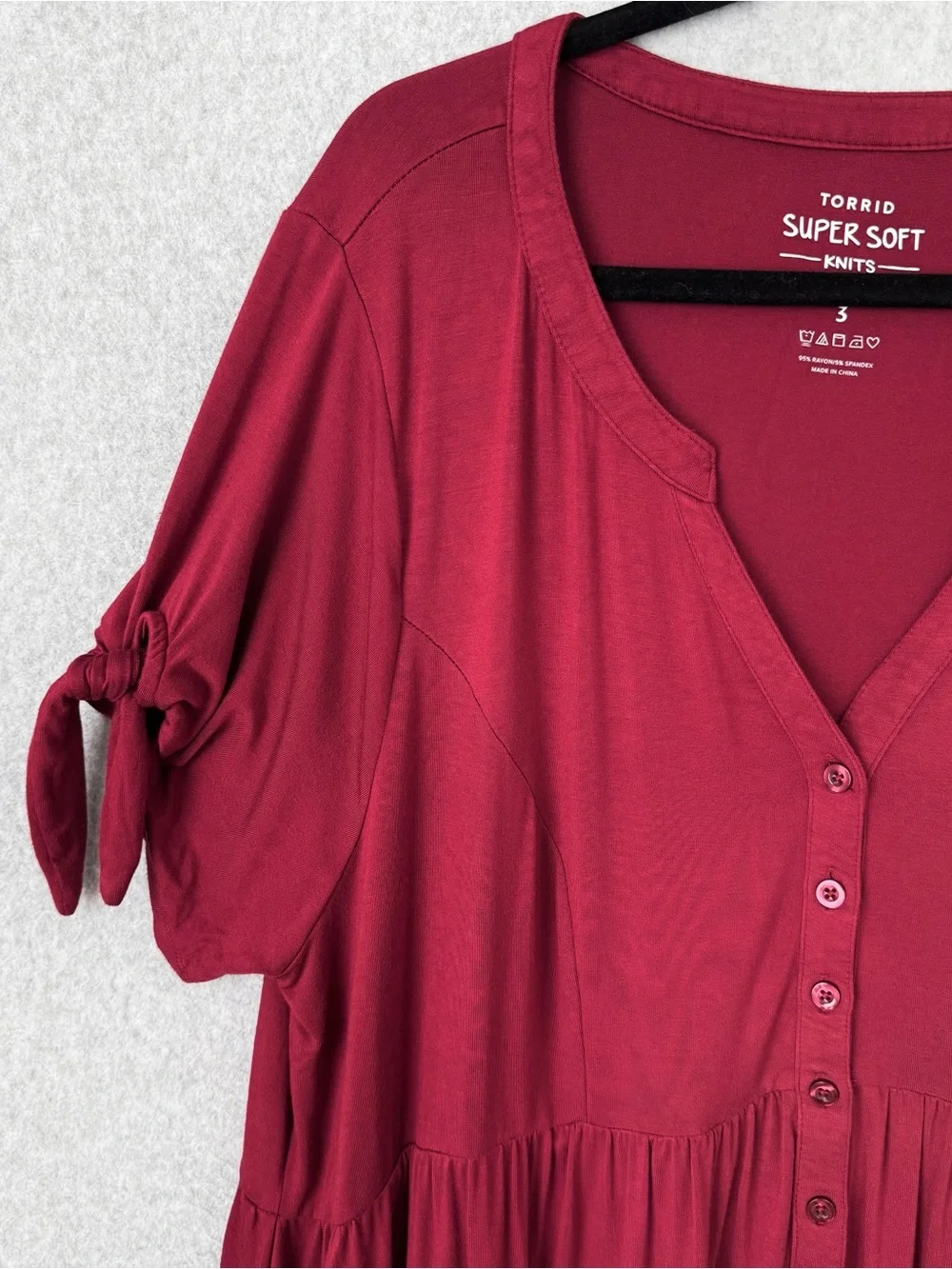 Torrid Super Soft Knit Top Tunic Womens 3X Red Stretch Casual Short Sleeve READ - Picture 3 of 15